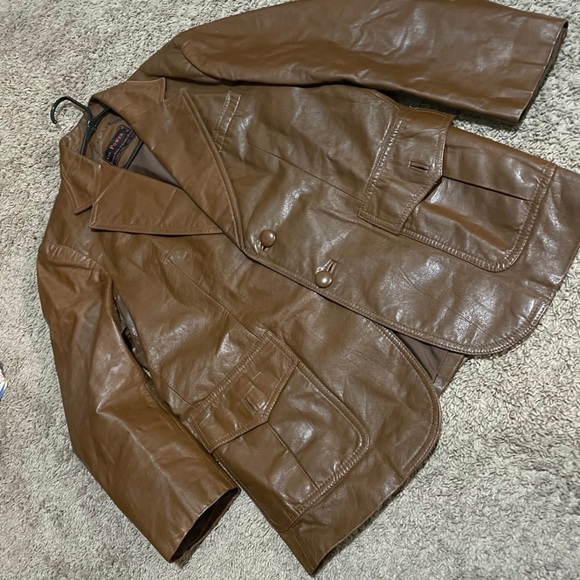 Vintage Japanese The Power leather coat blazer style by custom leathermaker S M - Picture 7 of 10